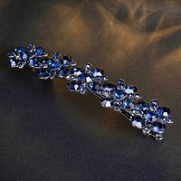 Wholesale CHIMERA Crystal Flower Clip for Women Luxury Bling pin Dark Blue Barrette Alloy Metal Spring Clamp Fashion Hair Jewelry