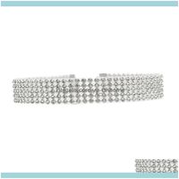 Wholesale Necklaces Pendants Jewelrybespmosp Fashion Wedding Party Prom Stretch Row Rhinestone Choker Chain Necklace For Women Diamante Crystal Co