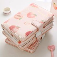 Wholesale Notepads Cute Peach Design Diary Planner For Girl Student Kawaii Small Fresh Color Page PU Magnetic Agenda Journals Notebooks Stationery
