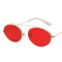 Wholesale Fashion Oval Small Frame Sunglasses Personality Net Red Metal Eyeglasses Retro Single Beam Cross Border Glasses