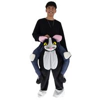 Wholesale Mascot doll costume CM Adults Kids Black Cat Carry Me Mascot Magic Pants Outfit Halloween Costumes Carnival Party Dress Up Suit
