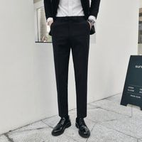 Wholesale Spring Pinstripe Casual Pants Men s Slim Trend Straight Korean Business Fashion British Style Suit Men