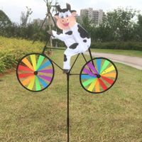 Wholesale Cute D Animal on Bike Windmill Whirligig Garden Lawn Yard Decor Wind Spinner Dropshipping Q0811
