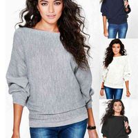 Wholesale Spring Loose Knitted Pullovers Sweater Tops Women Fashion O Neck Long Sleeve Ladies Knitted Pullover Jumper Bat Wing Casual Top Y1106