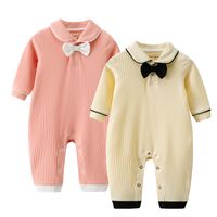Wholesale 100 organic cotton breathable baby rompers new born long sleeve casual climb clothes girls and boys jumpsuit