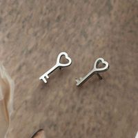 Wholesale 10pairs Simple Heart Key Stainless Steel Earrings Studs Minimalist Earring Korean Fashion Ear Jewelry For Women Men Kids Birthday Gift
