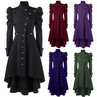 Wholesale Women s Jackets Women Steampunk Gothic Winter Coats Long Sleeve Jacket With Hat Cosplay Costume Black Coat Medieval Noble Court Princess Out