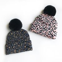 Wholesale Fashion Winter Warm Beanies Knit Hats Men Women Stylish Leopard Hat With Pompom Caps For Adults Beanie Skull