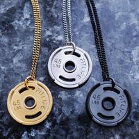 Wholesale Stainless Steel Round Disc Weight Plate Pendants Necklaces Gym Life Fitness Necklace Jewelry Pendant