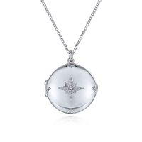 Wholesale SKA Sterling Sier Round White Sapphire Starburst Locket Necklace gold plated necklace k