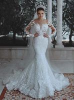 Wholesale Mermaid Wedding dress new European and American style bridal gown sexy deep V neck fishtail DHW032