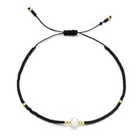 Wholesale Charm Bracelets ZMZY Thin Natural Pearl Bracelet Miyuki Beads Handmade Black Glass Stone For Women Boho Adjustable Rope Lady Jewelry