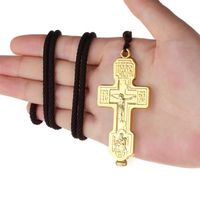 Wholesale Pendant Necklaces Holy Russian Eastern Orthodox Cross Necklace Virgin Mary Hold Jesus Rope Chain Women Men Prayer Jewelry Gift