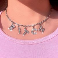 Wholesale fashion crystal letter necklace angel baby queen name pendant choker rhinestone statement necklaces women clavicle chain jewelry