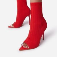 Wholesale Sandals Ladies Open Toe Ankle Boots Stretch Knit Socks Summer Prom Party Sexy Fashion Temperament Women s High Heels