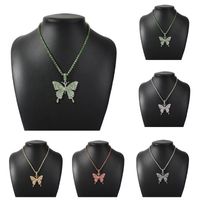 Wholesale Larger Butterfly Necklace Chain Vintage Colorful Rhinestone Pendant For Women Girls Bohemia Style Jewellery Necklaces