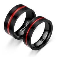 Wholesale 8mm Black Carbide Titanium Stainless Steel Thin Red Line Wedding Band Ring Men s Jewelry
