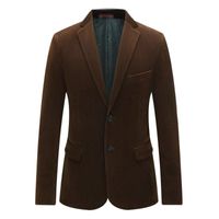 Wholesale Men s Suits Blazers Men Smart Casual Corduroy Blazer Navy Blue Camel Claret Red Striped Velvet Suit Jacket Autumn Spring Notched Collar Ou