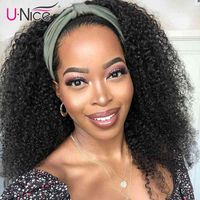 Wholesale UNice Fashion Afro Kinky Curly Half Wigs for Black Women Density Afro half Wig Kinky Curly Human Hair Wig