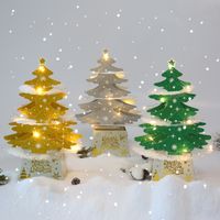 Wholesale Christmas Decorations Mini Desktop Christmas Tree Ornaments Shiny D Pop up Card With Lights Xmas Decoration w