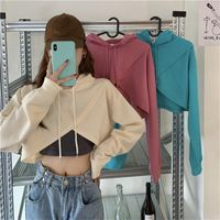 Wholesale Women s Hoodies Sweatshirts Women Harajuku Tops Pullover Korean Fashion Irregular Crop Top Ladies Long Sleeve Sweatshirt Ropa Mujer