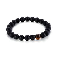 Wholesale Bangle Fashion Black Beads Bracelets Stainless Steel Glass Beaded Jewelry For Women