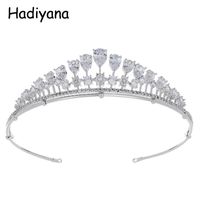 Wholesale Hair Clips Barrettes Hadiyana Est Attractive Ladies Portable Crowns Tiara For Wedding Zirconia Bridal Jewelry With Price Tiaras HG6085