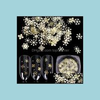 Wholesale Decorations Nail Salon Health Beautynail Art Decors Shapes Mixed Bottle Package Gold Tone Metal Flake Sequin Star Bell Snowflake Design