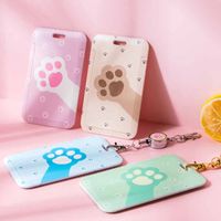 Wholesale Top Quality Cat s Paw Card Case Holder Bank Credit Card Bus ID Mini Wallets Identity Badge With Plastic Retractable Reel