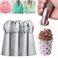 Wholesale 3pcs Stainless Steel Cake Icing Cream Piping Nozzles Cake Decorating Pastry Tip Mouth Fondant Cream Baking Tools Accessories w