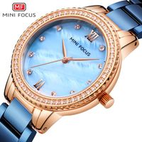 Wholesale Wristwatches MINI FOCUS Top Ladies Watch For Women Fashion Montre Femme Relogio Feminino Blue Stainless Steel Strap