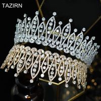 Wholesale Hair Clips Barrettes Trendy Full Cubic Zirconia Wedding Bridal Tiaras Zircon Crowns For Quinceanera CZ Pageant Jewelry Party Prom Headpiec