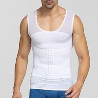 Wholesale Mens Shapewear Tank Breathable Mesh Body Shaper Hook Closure Adjustable Tummy Control Vest Waist Trainer Slimming Abdomen Tank Tops