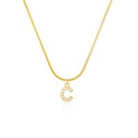 Wholesale Hip Hop Round Flat Snake Chain Jewelry Initial Letter Zircon Pendants k Gold Plated Statement Necklace For Women Gift