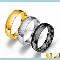 Wholesale Jewelry Band Low Price Colors Titanium Steel Hobbit Lord Of Finger Ring Mm K Gold Silver Black Magic For Women Men Movie Pkl2W