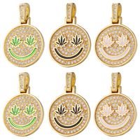 Wholesale Charms Lovely Smile Luxury Round Micro Pave Zirconia Pendants DIY Accessories For Jewelry Women Handmade Necklace Components