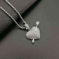 Wholesale WSYEAR Neutral hip hop necklace jewelry titanium steel gold plated diamond sword heart pendant necklace