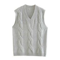 Wholesale Women Cable Knit Sweater Vest V Neck Oversized Loose Warm Chic Women Sweaters Casual Fashion Pullover Tops