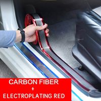 Wholesale 1PCS Car Stickers D Carbon Fiber Electroplating Red Rubber Styling Door Sill Bumper Strip Threshold Strip Sticker