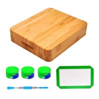 Wholesale Bamboo Case E cigarette Starter Kit Box Packaging Come with Dab Tool Oil Rig Nail Silicone Mat Wax Container Jar for Rolling Cigarette