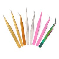 Wholesale Thinkshow PC Multipul Colors For Graft Eyelash Extension Stainless Steel Curved Straight Tweezers Of Professional Makeup Tools False Eyela