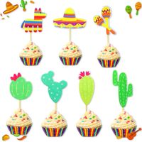 Wholesale Hats Mexican Carnival cactus Alpaca straw Theme Party Cake flag layout Pennant