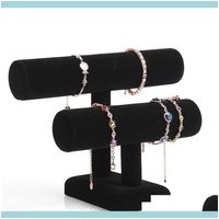 Wholesale Packaging Jewelry2 Layer Veet Jewelry Bracelet Necklace Display Stand Angle Watch Holder T Bar Multi Style Optional Wfxxf Drop Delivery