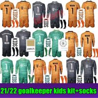 Wholesale 2021 Long sleeve Kids Youth Goalkeeper Jersey Kid Kit Soccer Sets Manuel Neuer Ulreich Boys Goalie Football Children Uniform