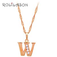 Wholesale Letter W Design Buying In Young People K Yellow Gold Tone Crystal Necklaces Pendants Fashion Jewelry LN155 Pendant