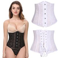 Wholesale High quality transparent sexy cincher waist trainer women corselet ribbon back floral lace underbust corset