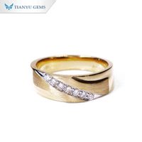 Wholesale Tianyu Gems Brushed k k Yellow Gold Men Rings mm Round Lab Diamonds HPHT CVD Wedding Ring Male Custom Jewelry Accessories
