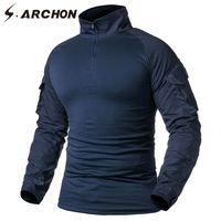 Wholesale S ARCHON Military Tactical Long Sleeve T Shirt Men Navy Blue Solid Camouflage Army Combat Shirt Airsoft Paintball Clothes Shirt