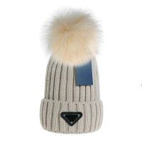 Wholesale New Fashion Women Ladies Warm Winter Beanie Large Faux Fur Pom Poms Bobble Hat Knitted Ski Cap Black Blue White Pink