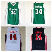 Wholesale NCAA Basketball Charles Barkley High School Jersey US Dream Team One Navy Blue White Green Breathable For Sport Fans Shirt Pure Cotton Good Quality
